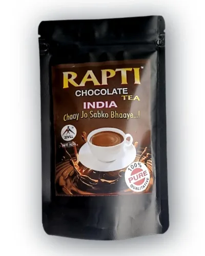 rapti chocolate tea 100 gram pack front epws